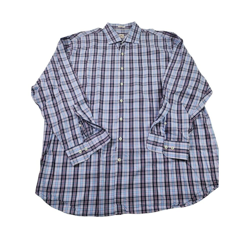 Peter Millar Mens XXL 2XL Plaid Long Sleeve Button Front Shirt